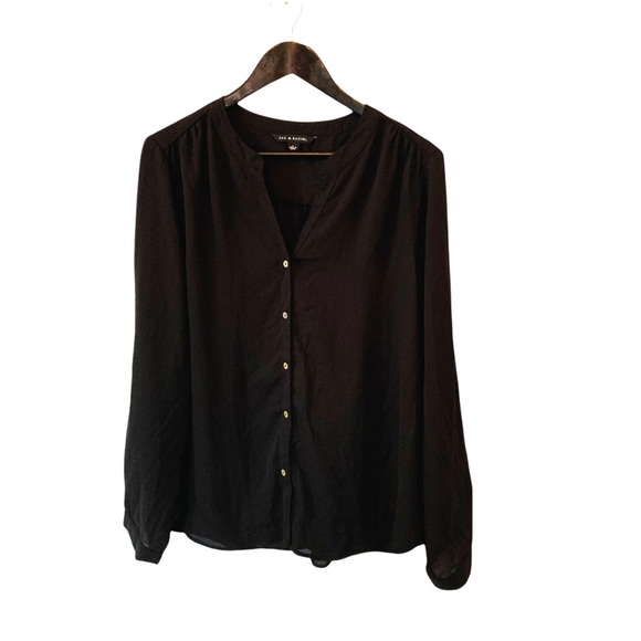 Zac & Rachel Tops - Zac & Rachel Black Button Down Silky Blouse